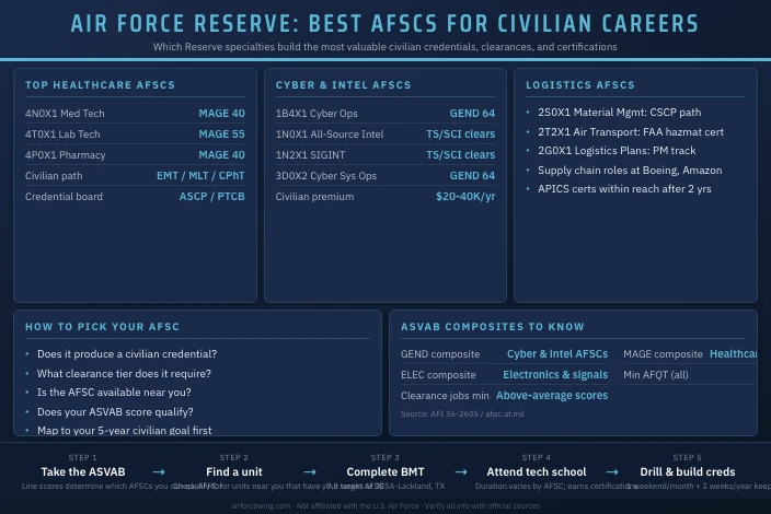 Best Air Force Reserve AFSC Jobs for Civilian Careers
